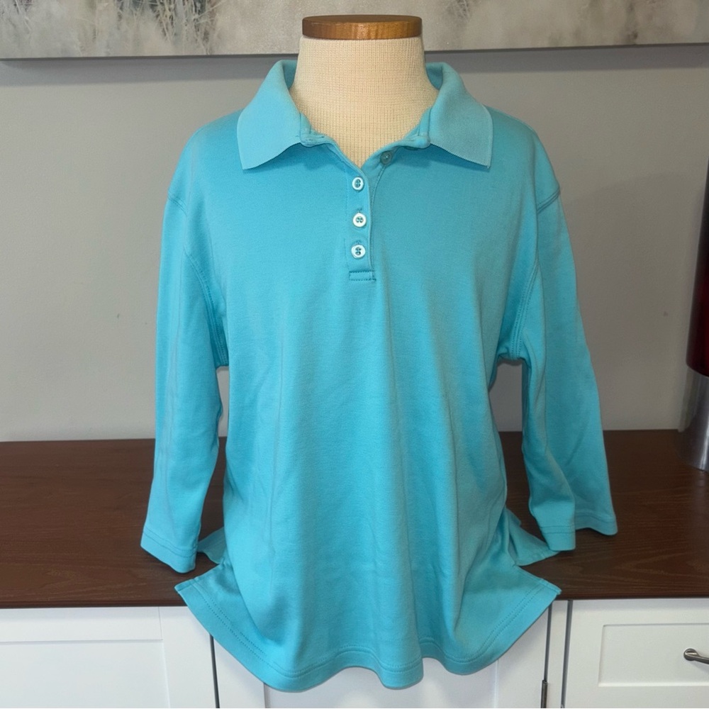 Women’s Blue Three Quarter Sleeve Polo Shirt